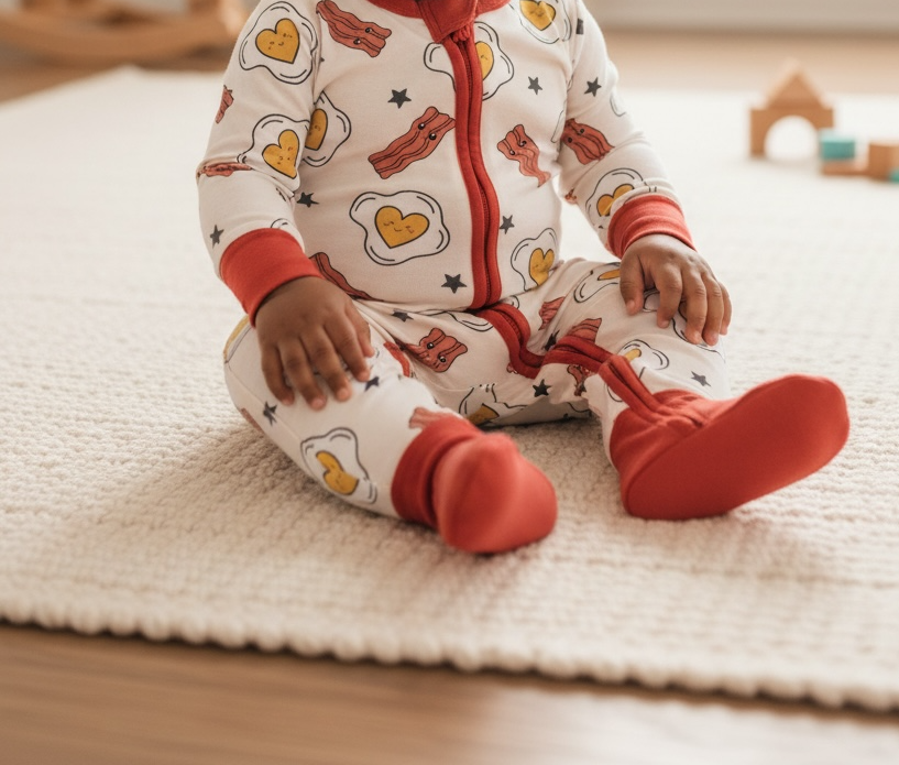 Eggs & Bacon Bamboo Zipper Romper