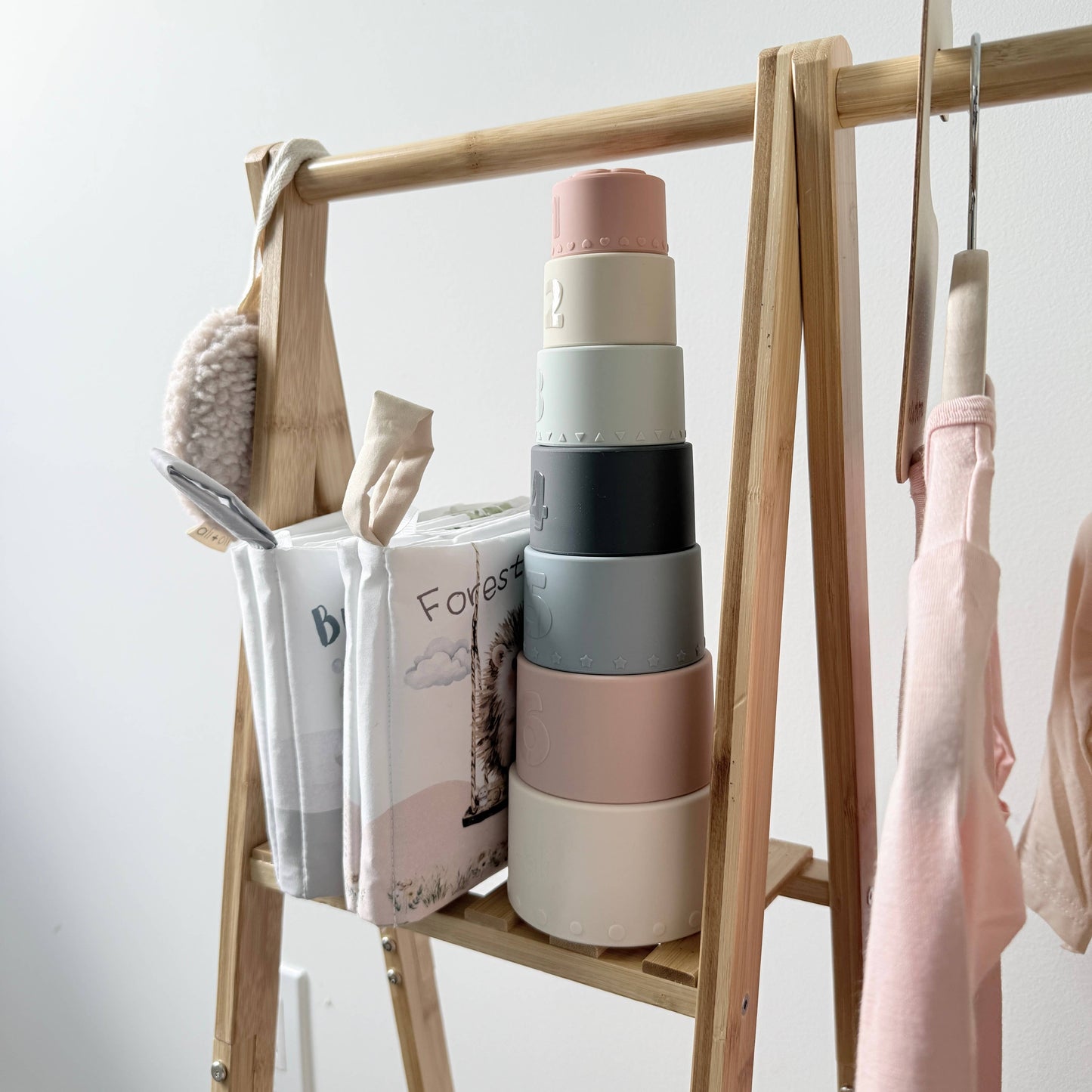 Large Soft Silicone Stacking Cups Toy (7-pc) with Shapes