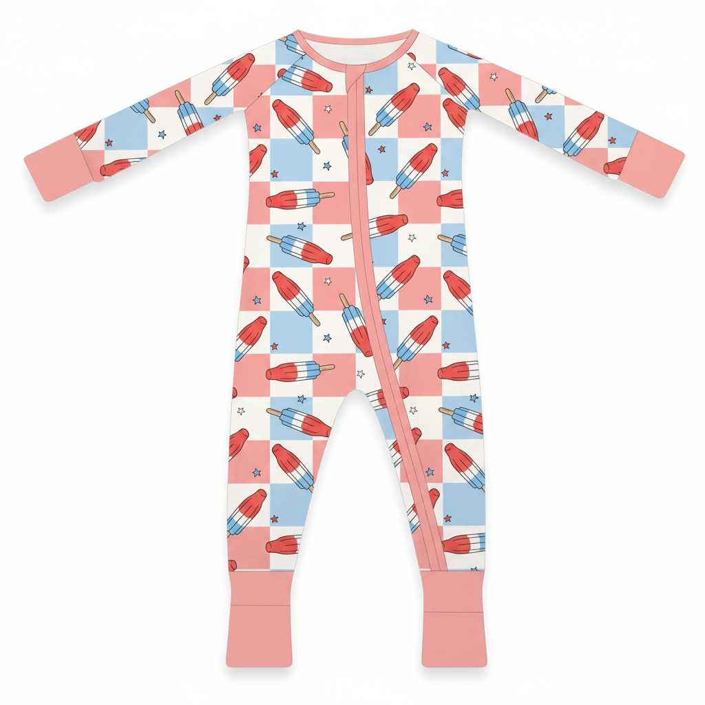 Patriotic Popsicles Bamboo Zipper Romper