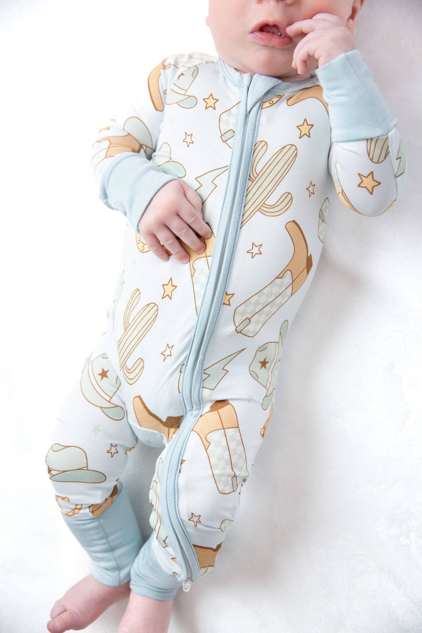 Cowboy Western Bamboo Zipper Romper