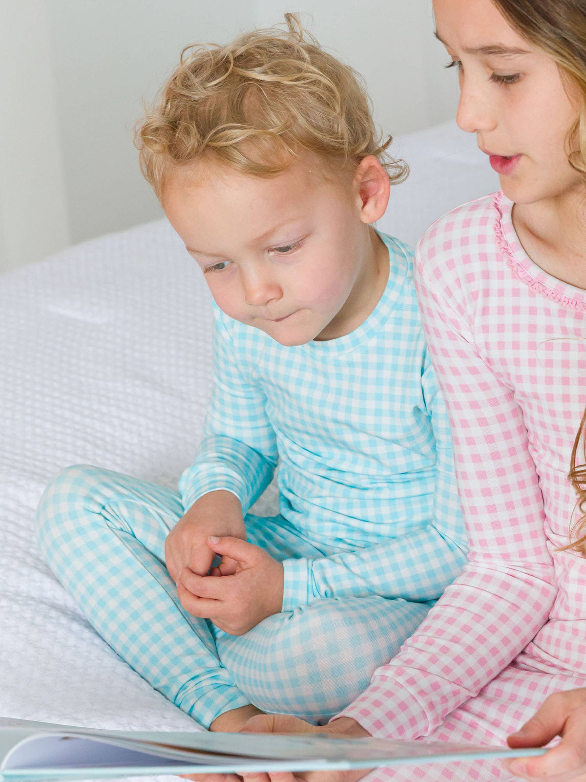 SoftSnooze™ Kids Cotton Modal Blue Breeze Gingham Long Sleeve Pajama Set