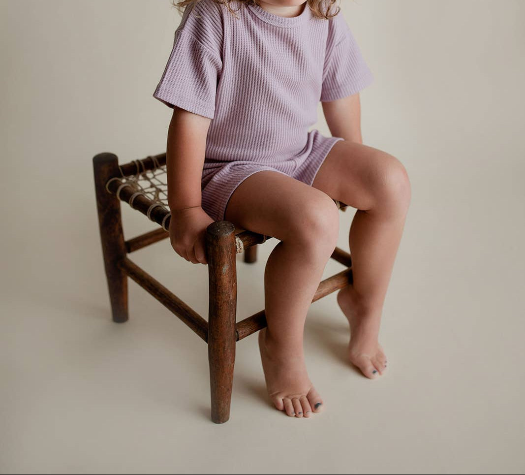 Wild Orchid Purple Summer Waffle Toddler Top & Bottom Set