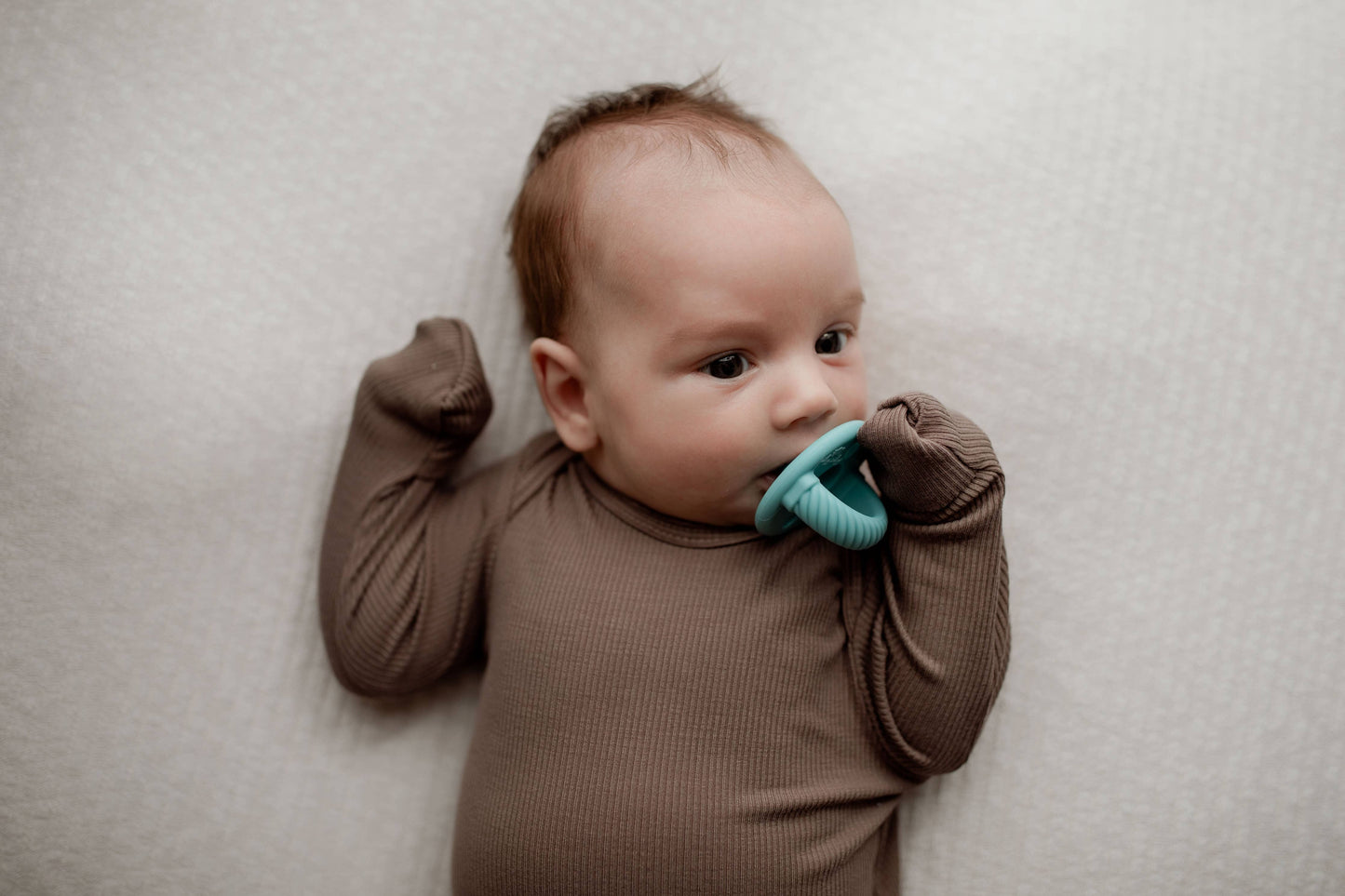 Cocoa Brown Ribbed Knotted Newborn Baby Gown