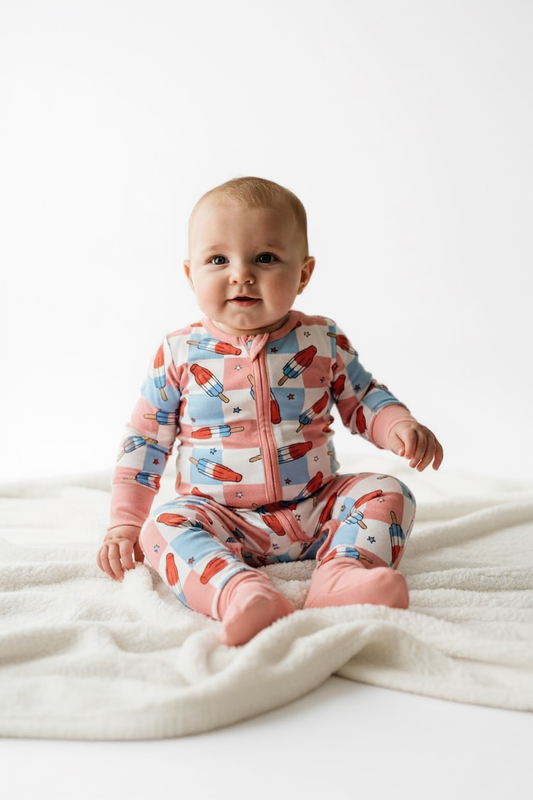 Patriotic Popsicles Bamboo Zipper Romper