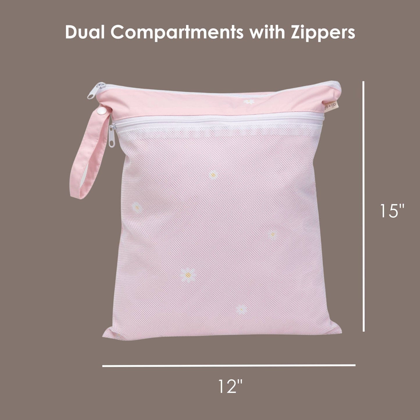 Dual-Compartment Wet/Dry Bag with Mesh Pocket (Daisy Blush)