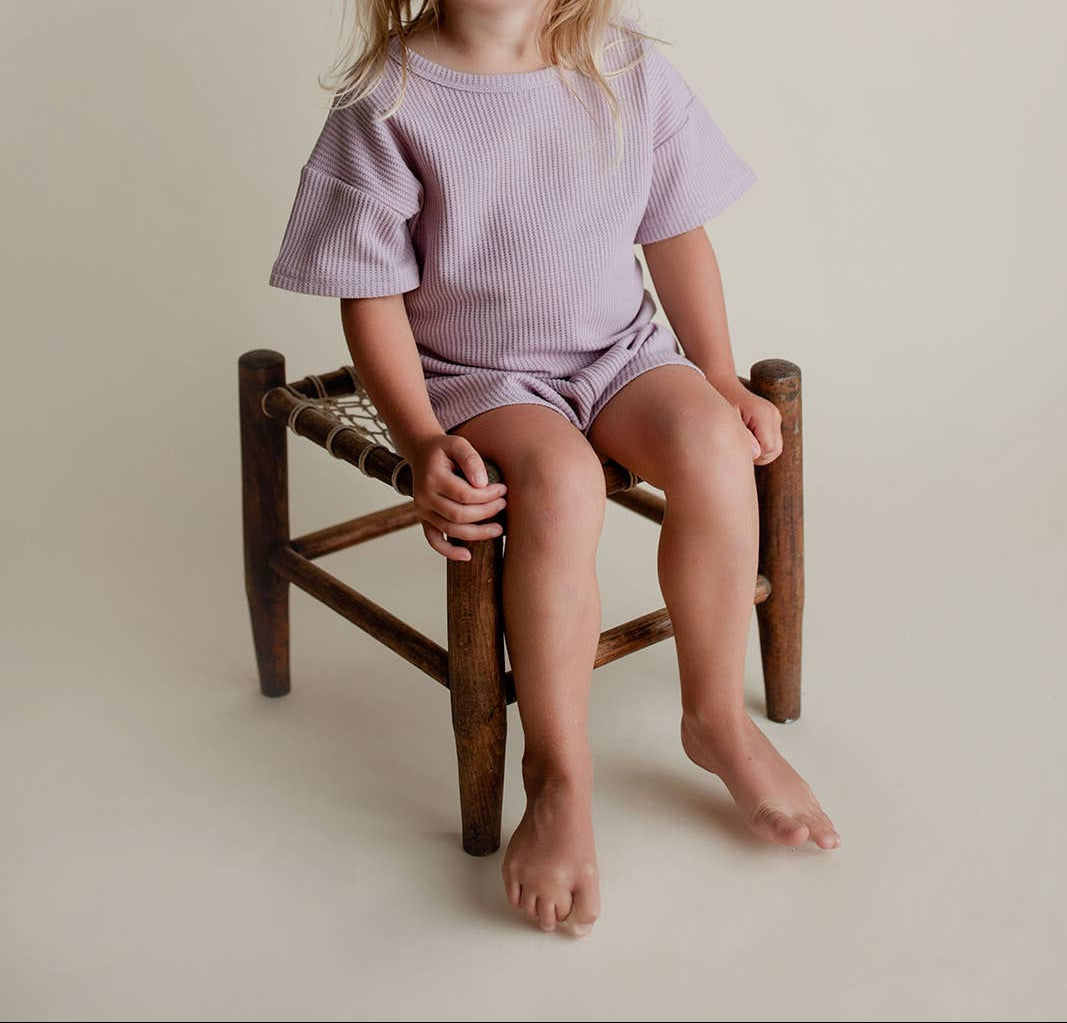 Wild Orchid Purple Summer Waffle Toddler Top & Bottom Set
