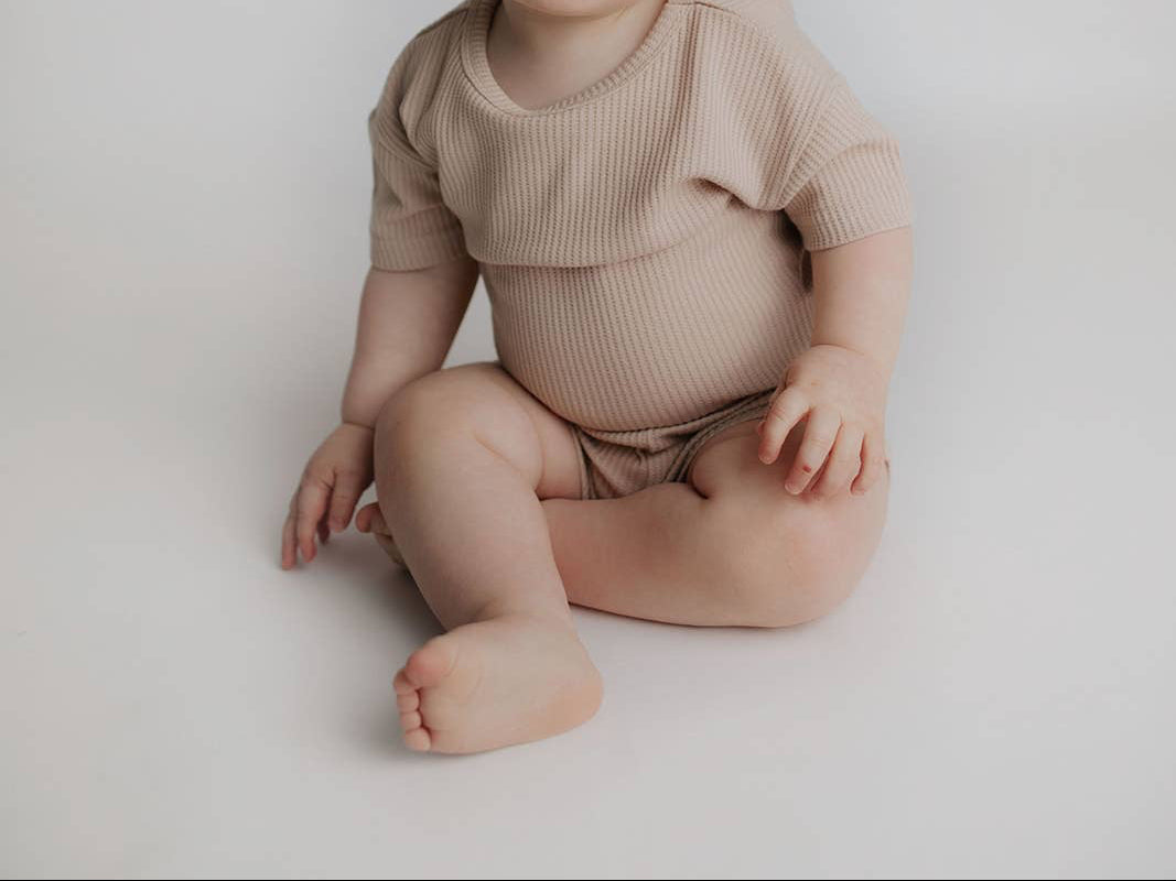 Tan Summer Waffle Toddler Top & Bottom Set