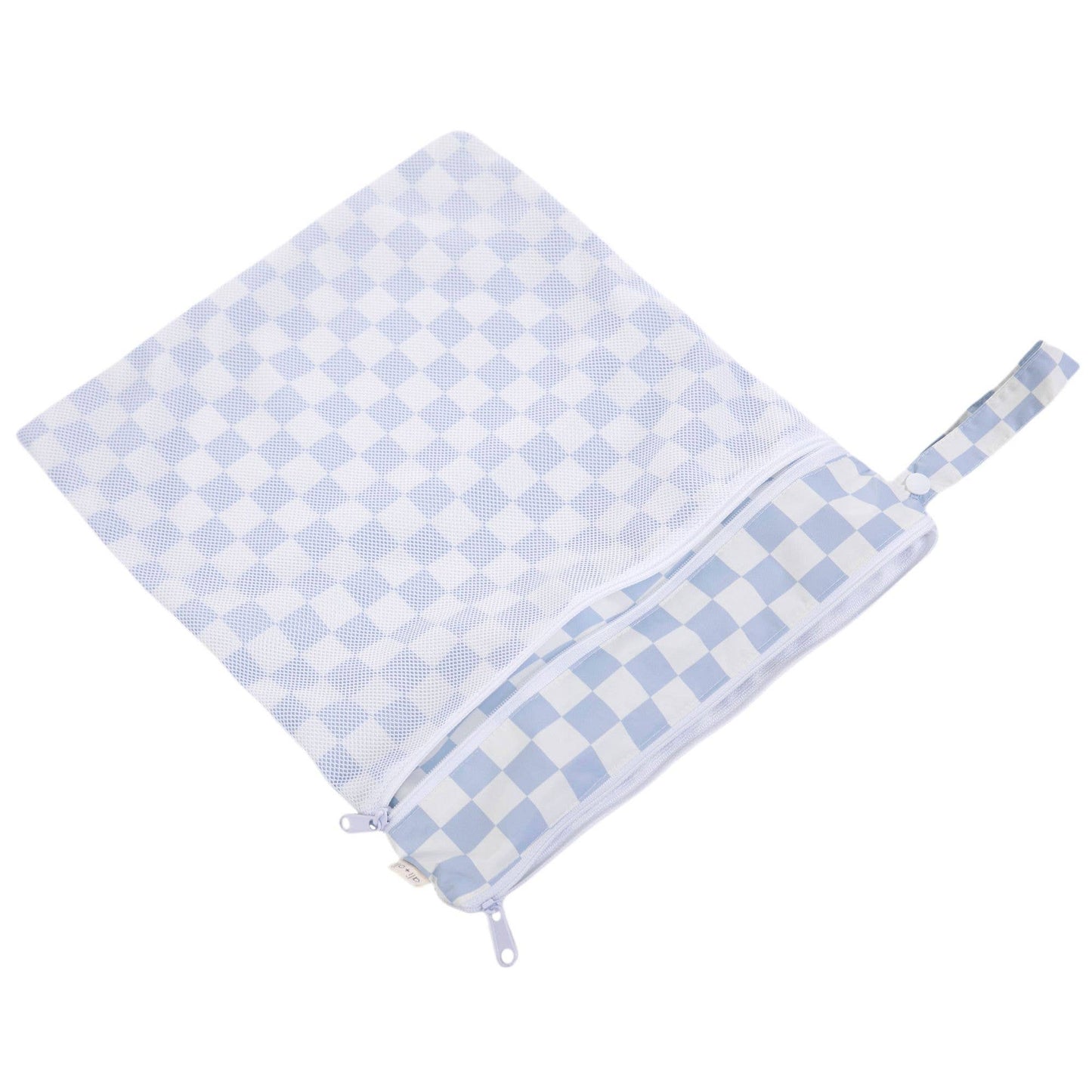 Dual-Compartment Wet/Dry Bag with Mesh Pocket (Blue Checker)