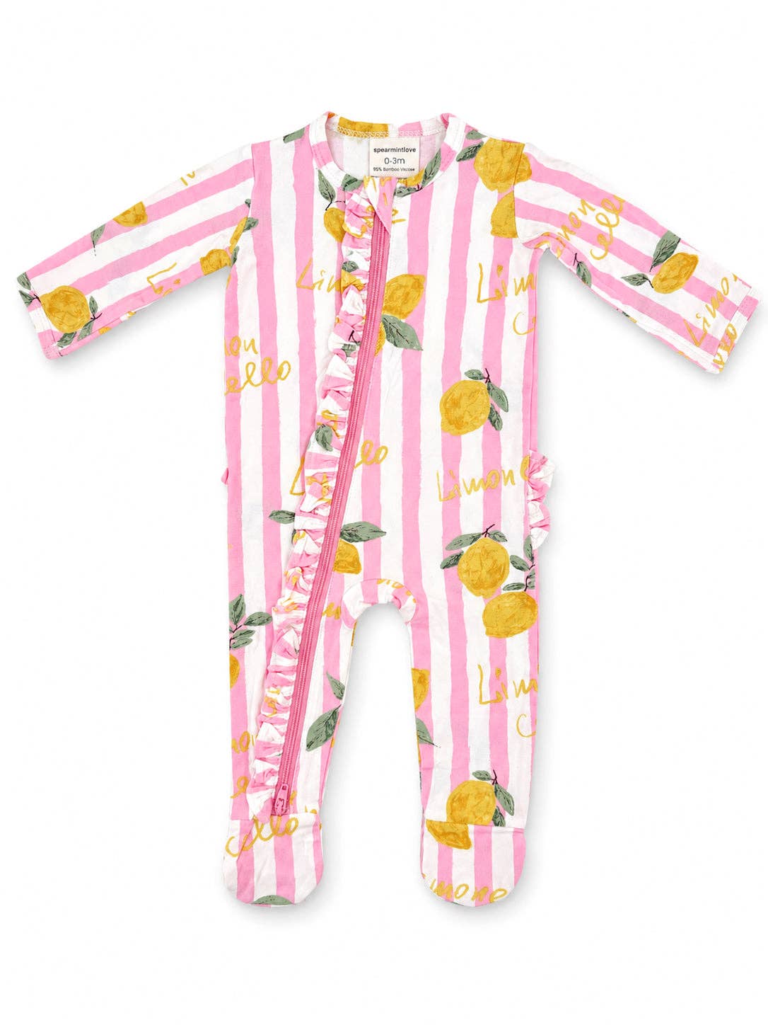 2-Way Zip Ruffle Footie, Lemon Amore