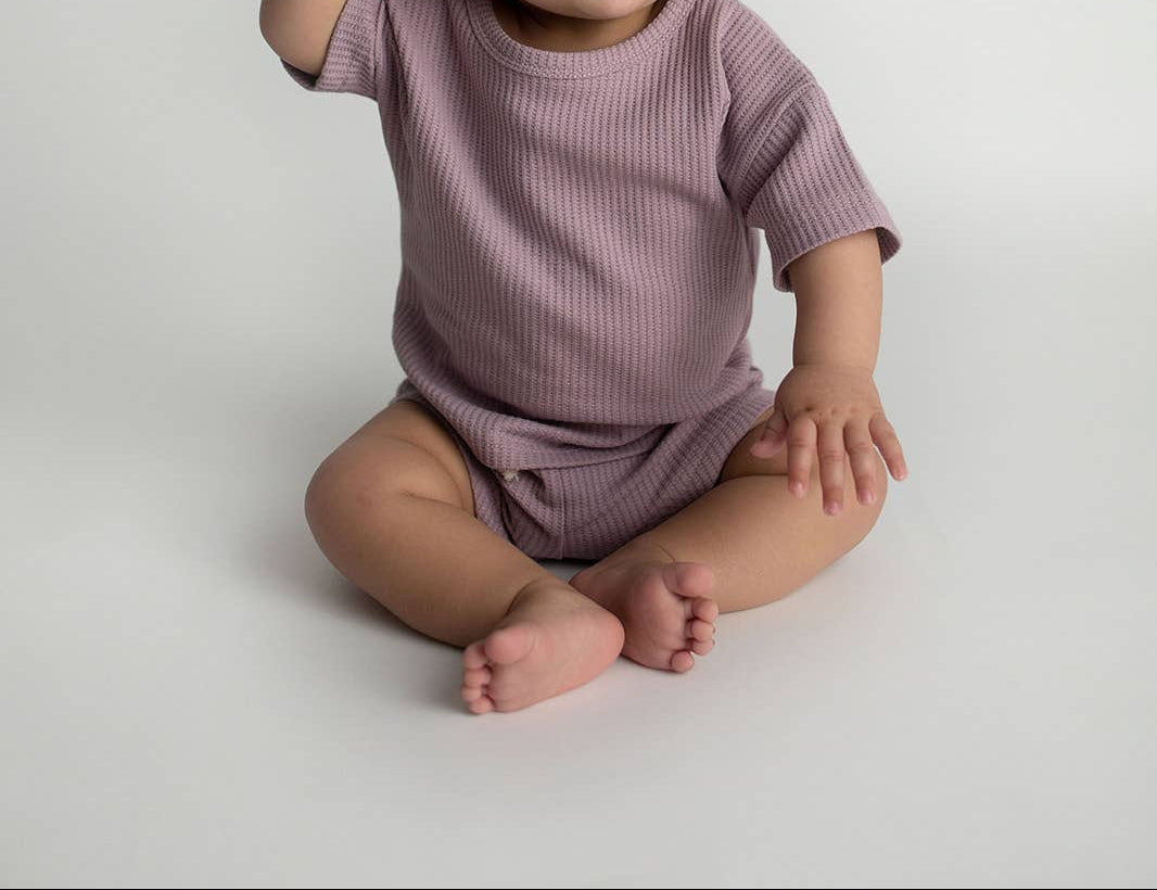 Wild Orchid Purple Summer Waffle Toddler Top & Bottom Set