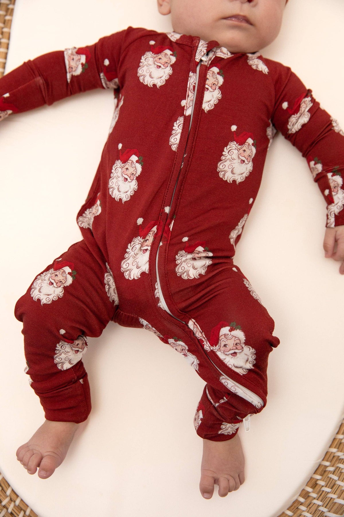 Christmas Vintage Santa Bamboo Zipper Romper
