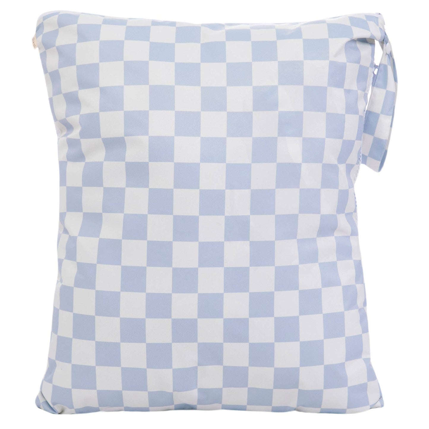 Dual-Compartment Wet/Dry Bag with Mesh Pocket (Blue Checker)