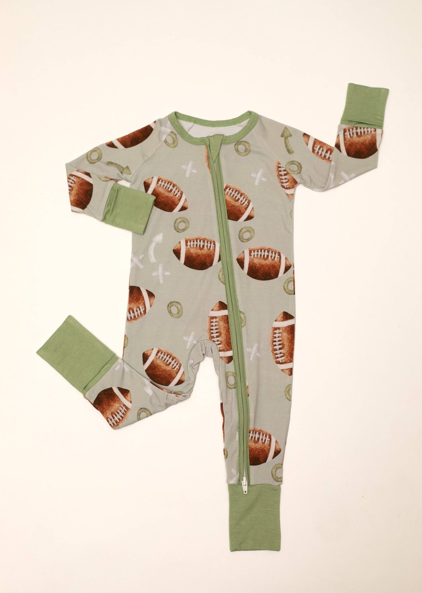 Football Baby Bamboo Zipper Romper