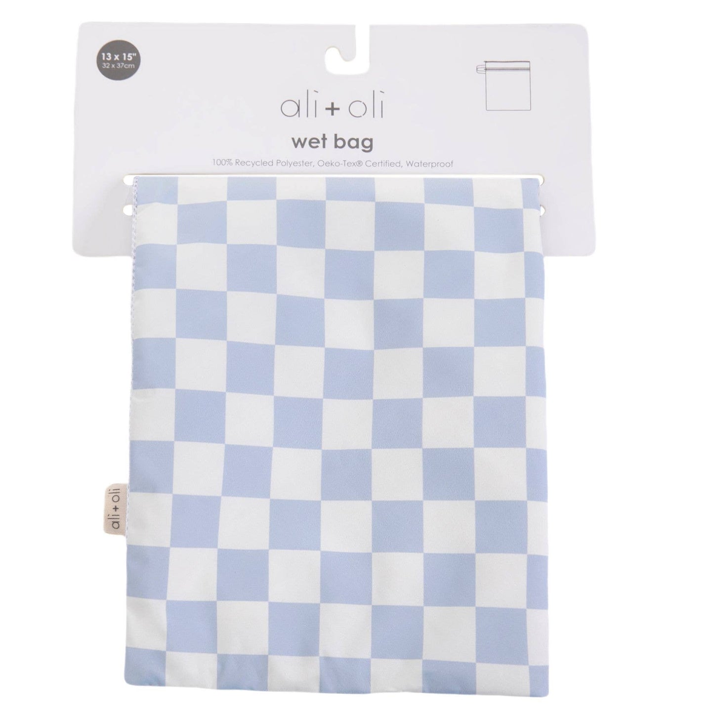 Dual-Compartment Wet/Dry Bag with Mesh Pocket (Blue Checker)