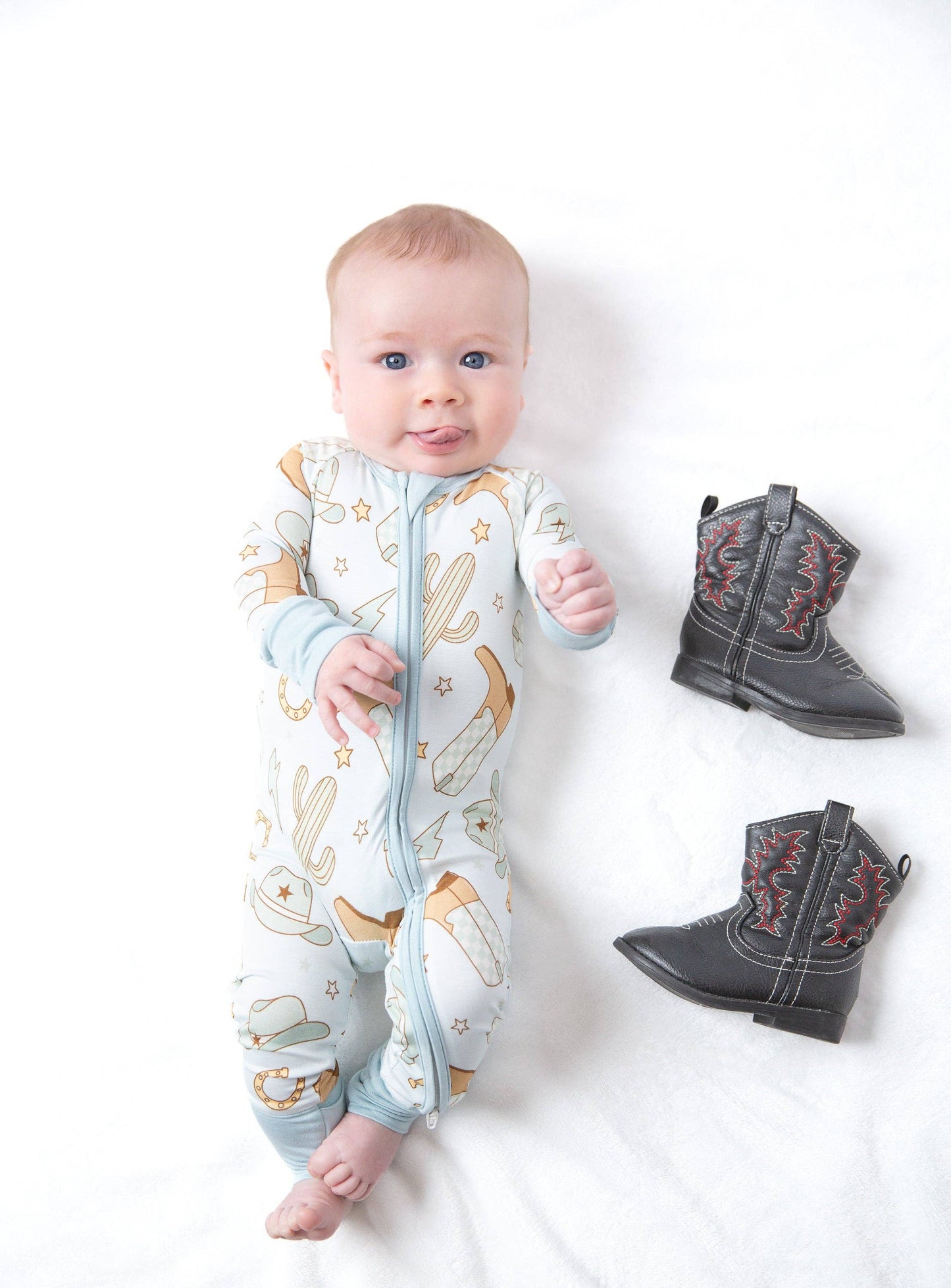 Cowboy Western Bamboo Zipper Romper