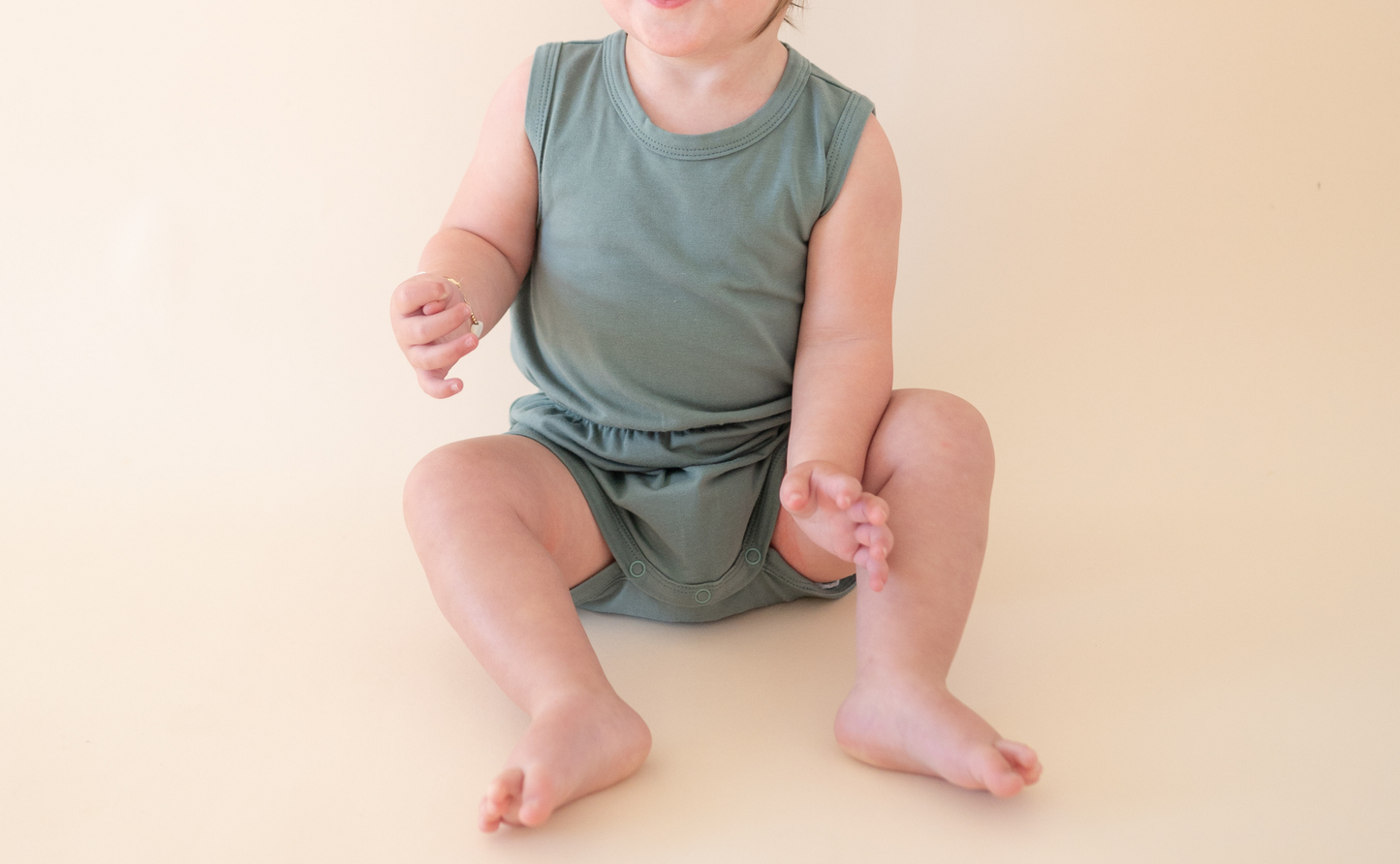 Organic Cotton Playsuit – Basil Green