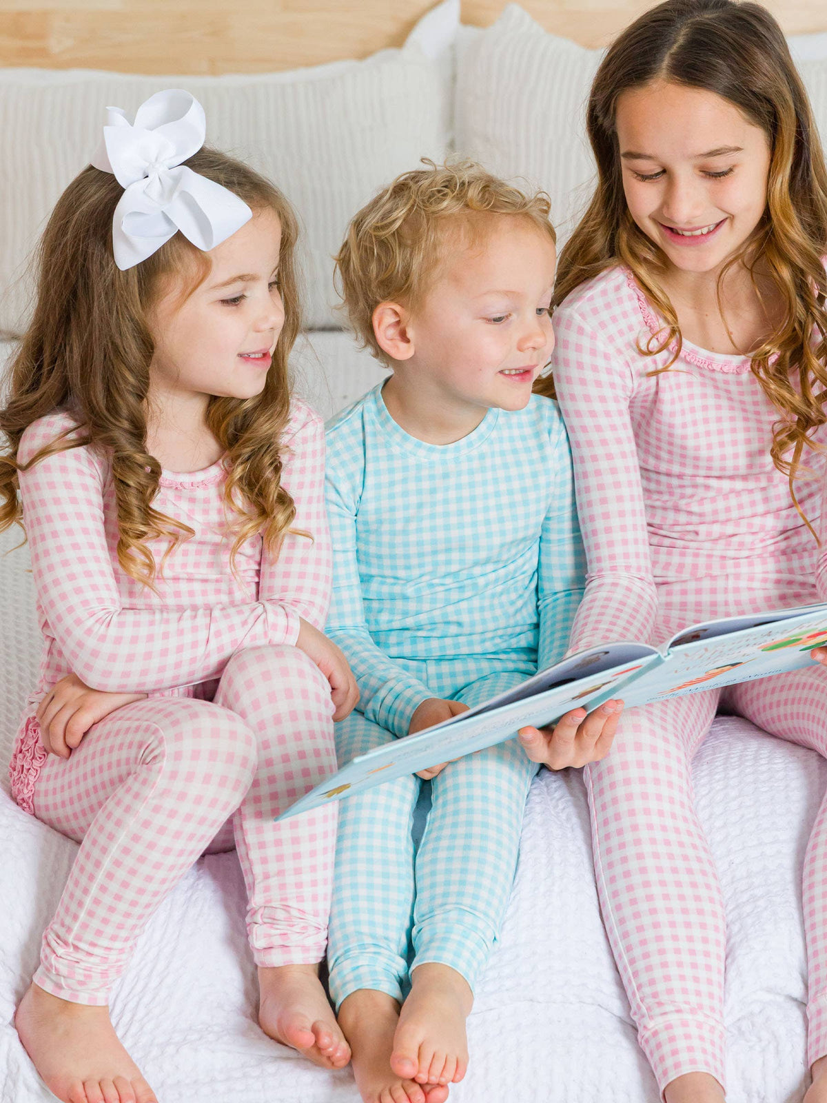 SoftSnooze™ Toddler Girls Cotton Modal Pink Gingham Ruffle Long Sleeve Pajama Set with Signature Rear Ruffles