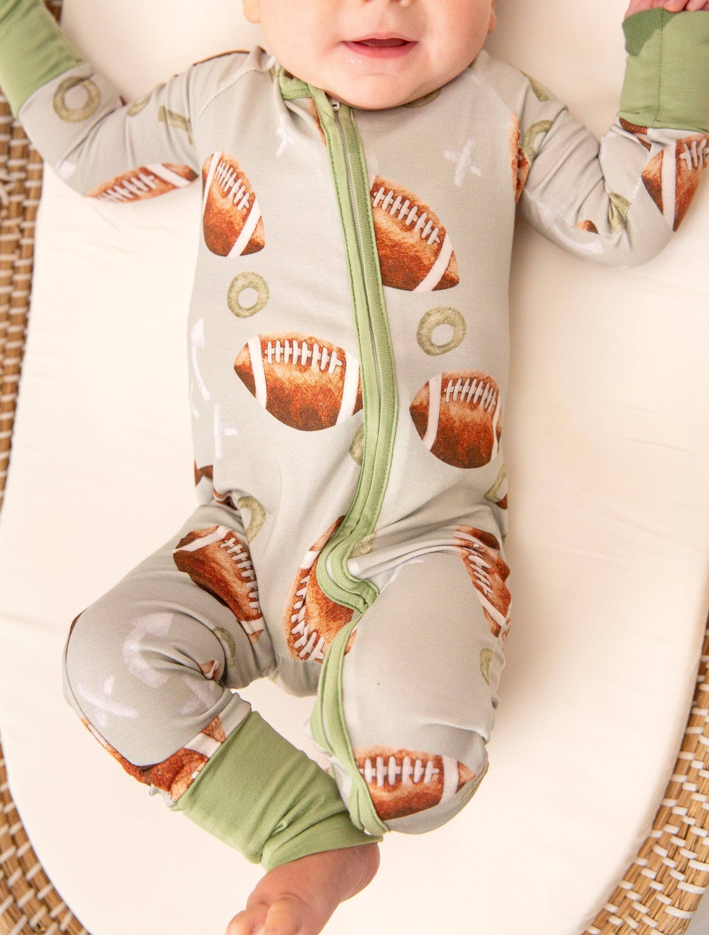 Football Baby Bamboo Zipper Romper