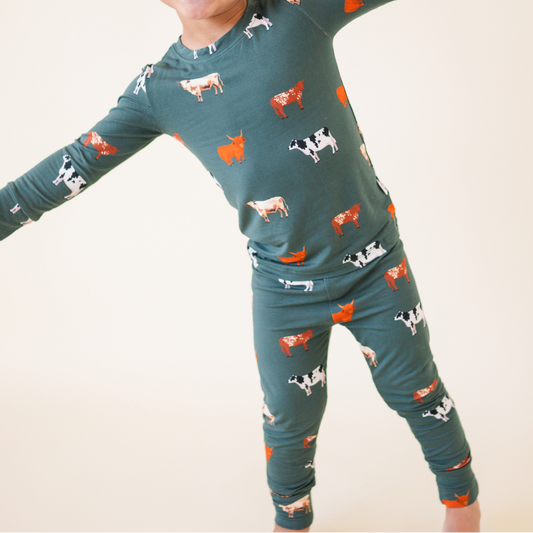 Bamboo 2-Piece Toddler Pajama Set | Green Cow