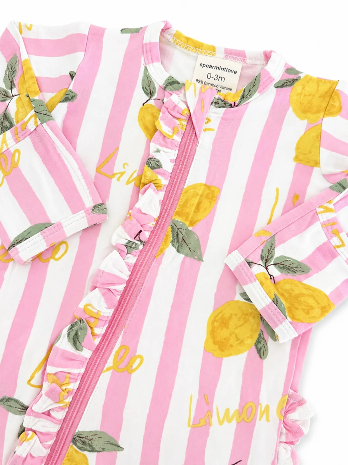 2-Way Zip Ruffle Footie, Lemon Amore