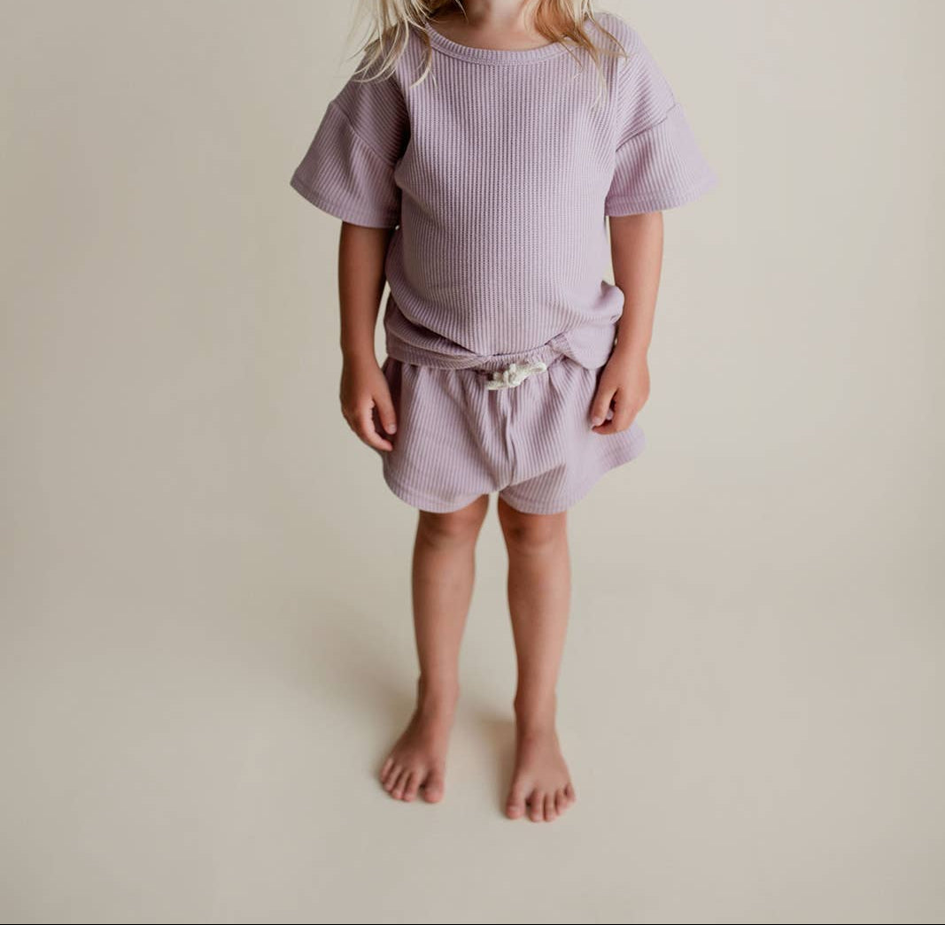 Wild Orchid Purple Summer Waffle Toddler Top & Bottom Set