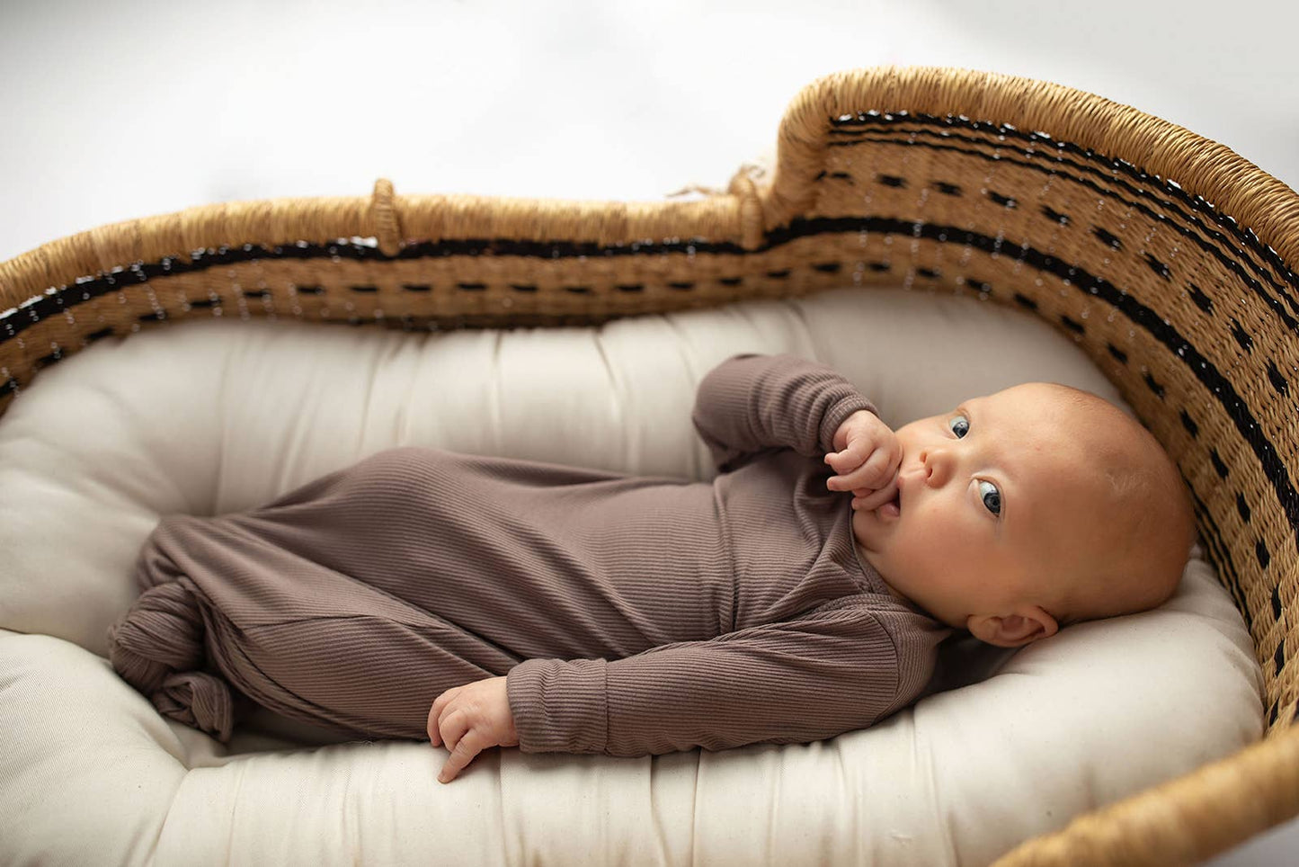 Cocoa Brown Ribbed Knotted Newborn Baby Gown