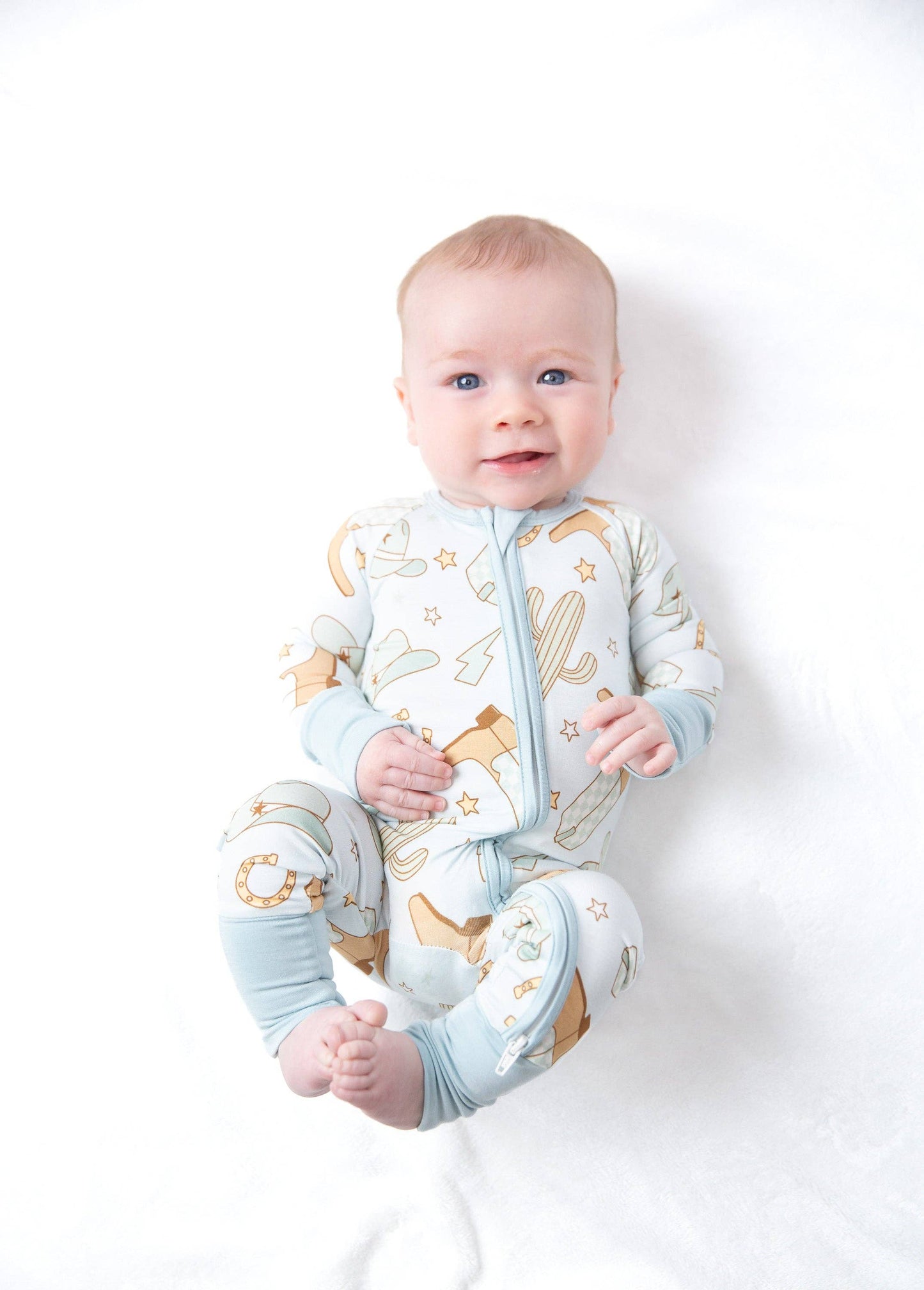 Cowboy Western Bamboo Zipper Romper