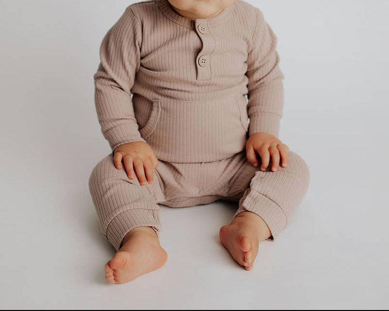 Baby Ribbed Playsuit with Pockets and Bow