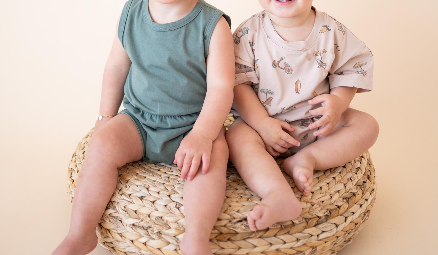 Organic Cotton Playsuit – Basil Green