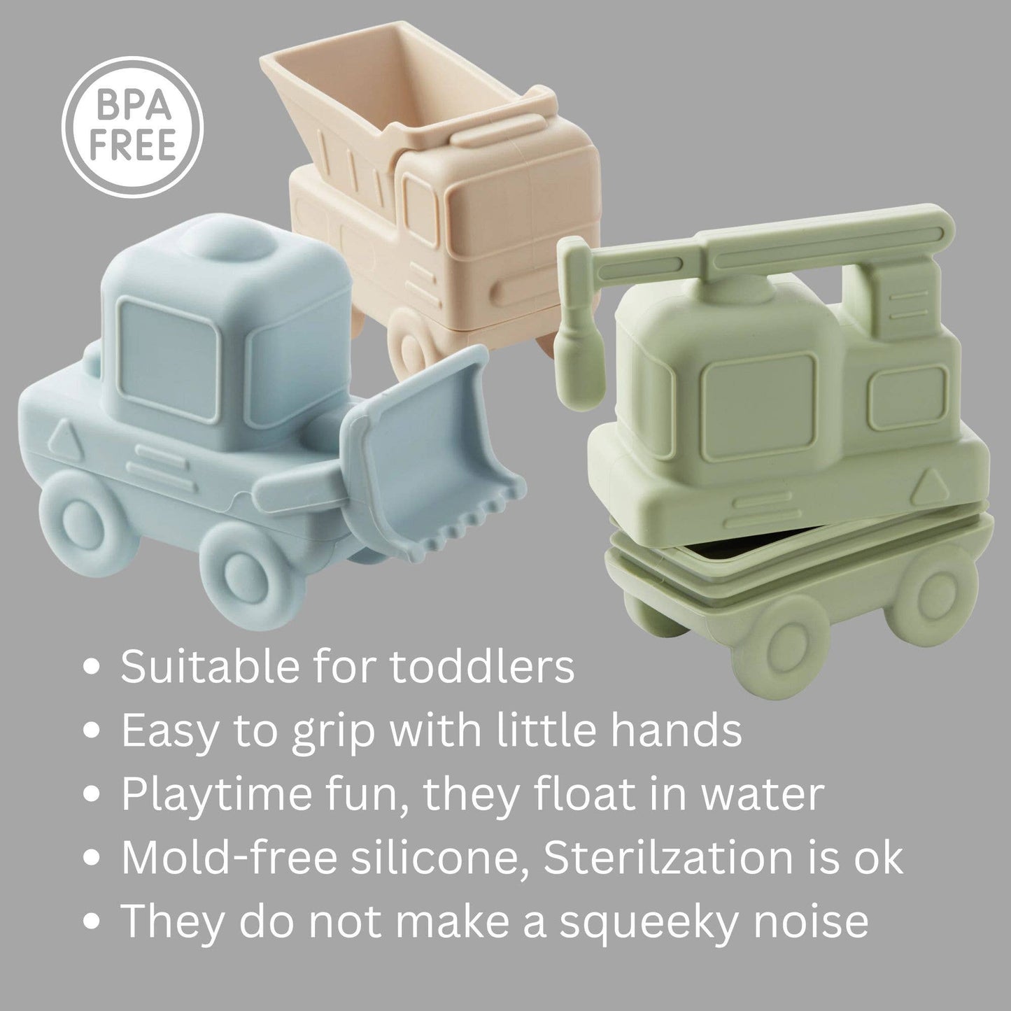 Ali+Oli Squirt Water Bath Toy Set (Construction) Mold Free