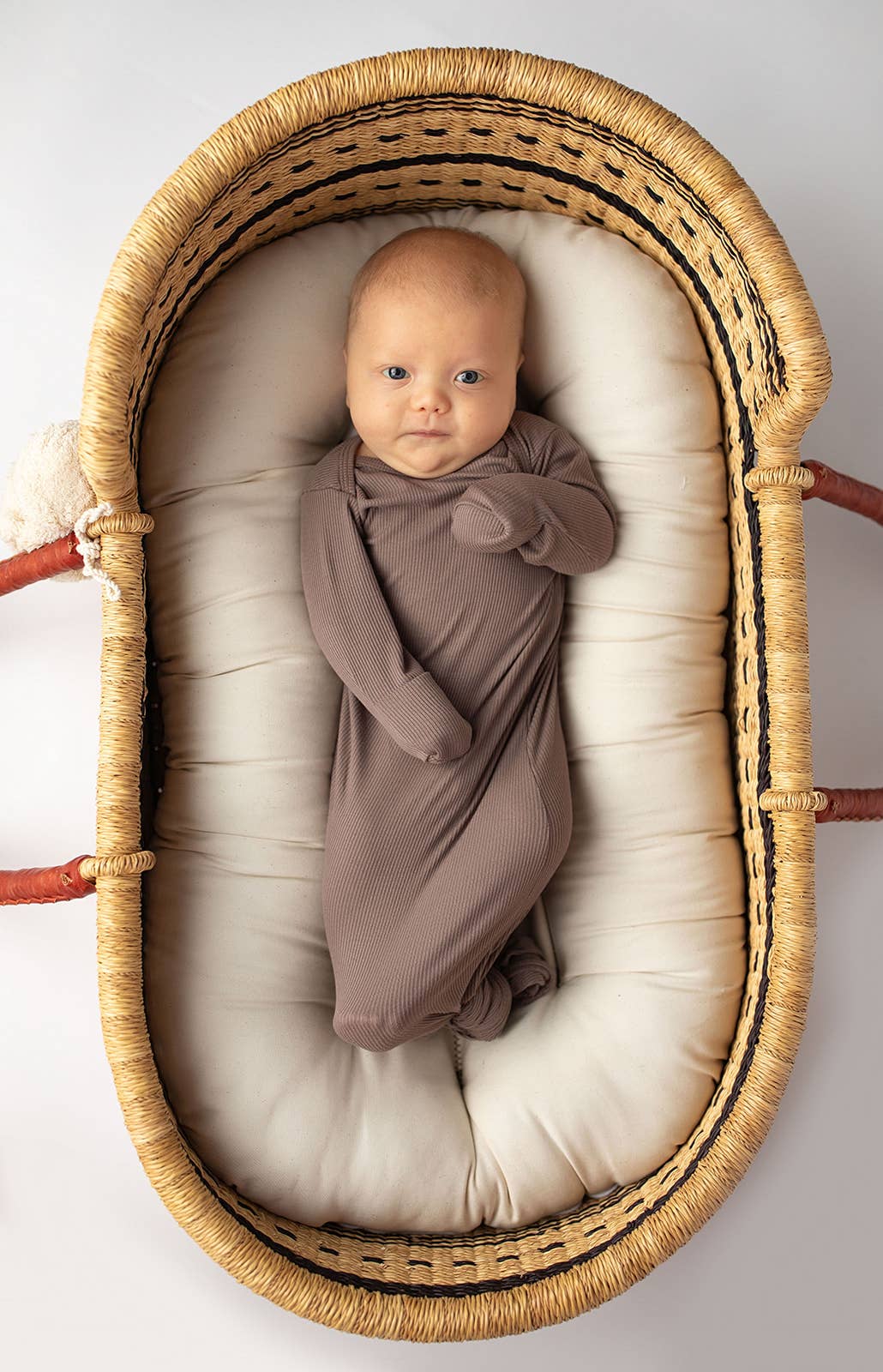 Cocoa Brown Ribbed Knotted Newborn Baby Gown