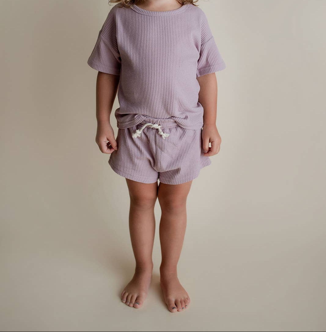 Wild Orchid Purple Summer Waffle Toddler Top & Bottom Set