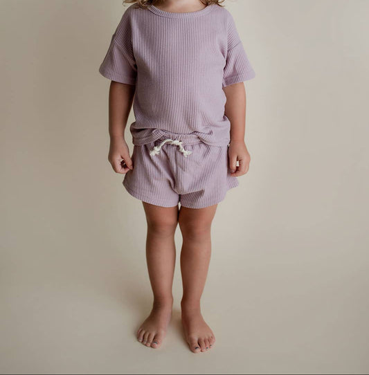 Wild Orchid Purple Summer Waffle Toddler Top & Bottom Set