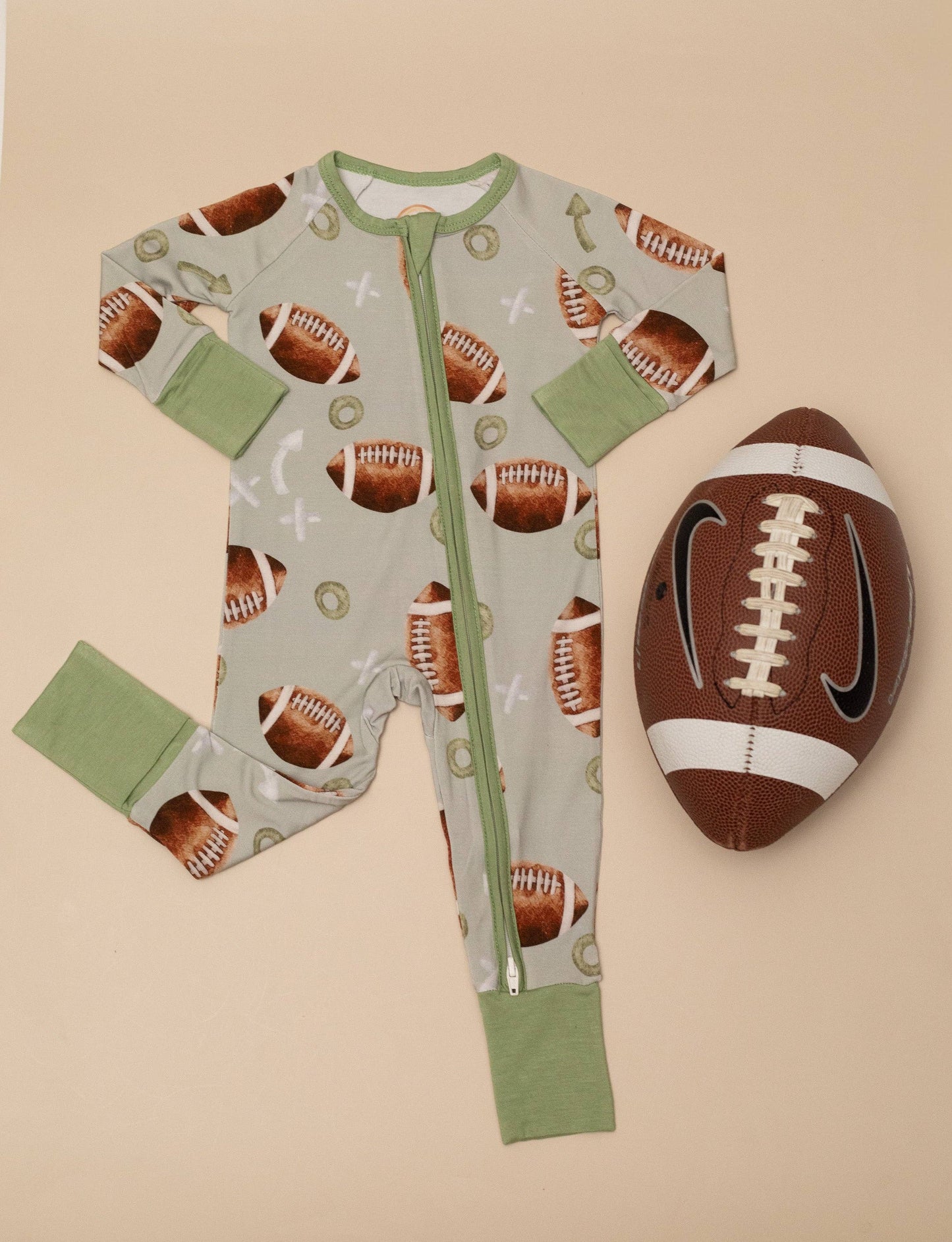 Football Baby Bamboo Zipper Romper