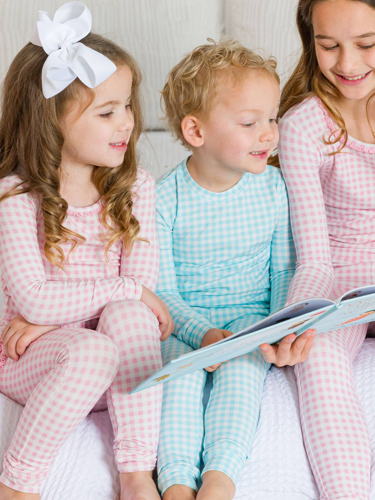 SoftSnooze™ Kids Cotton Modal Blue Breeze Gingham Long Sleeve Pajama Set