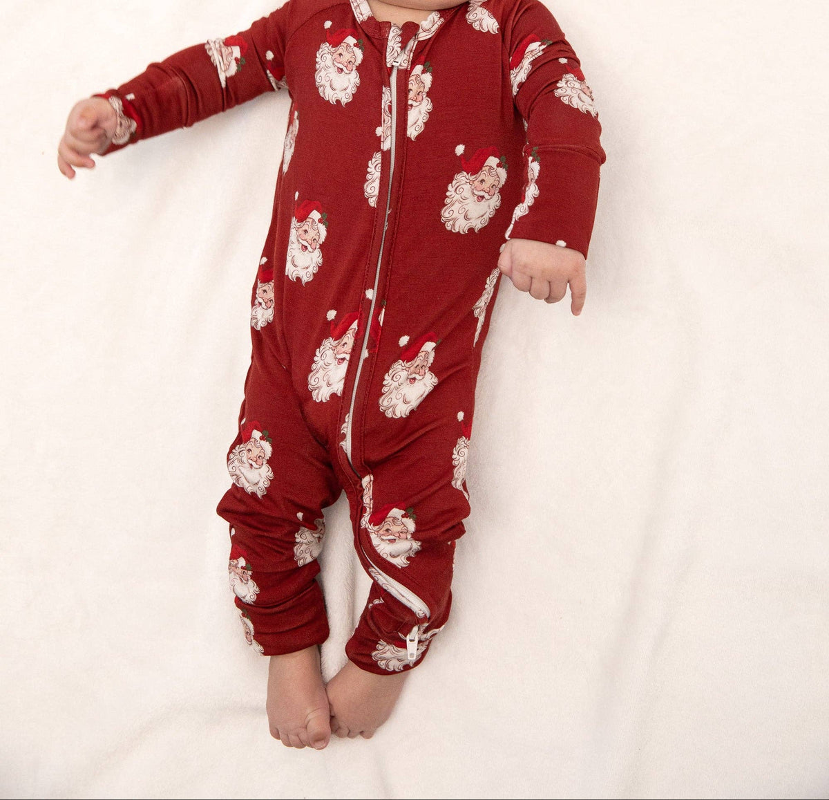 Christmas Vintage Santa Bamboo Zipper Romper