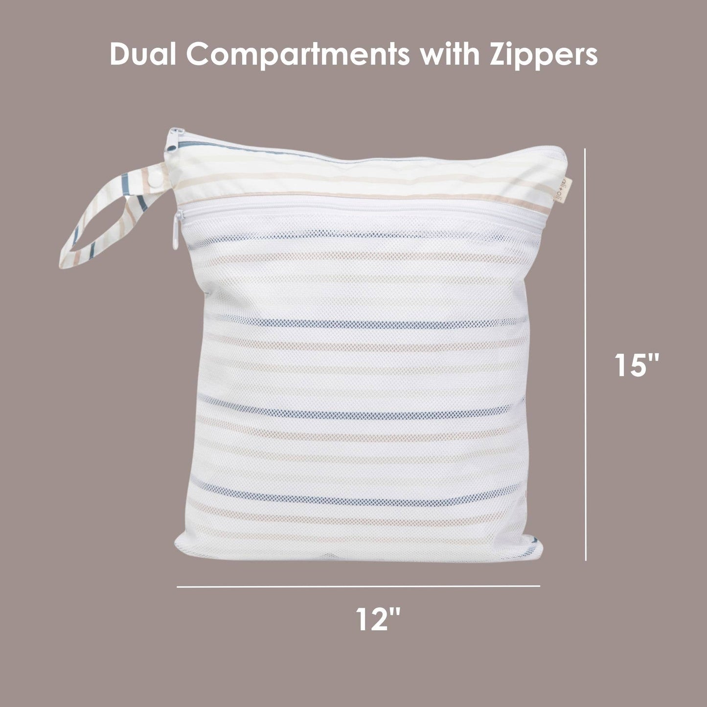 Dual-Compartment Wet/Dry Bag with Mesh Pocket (Stripes)