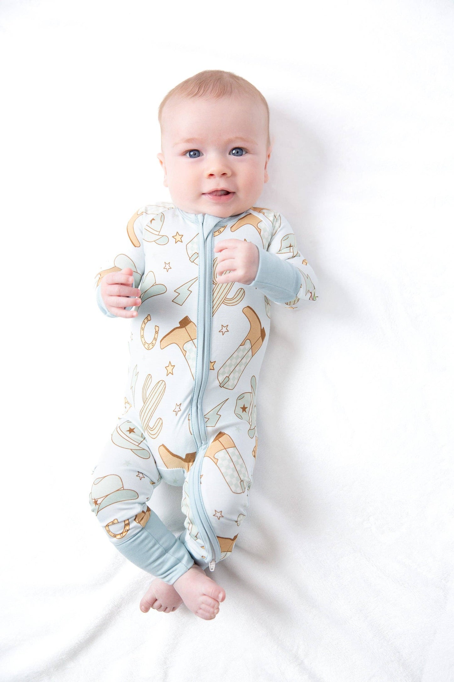 Cowboy Western Bamboo Zipper Romper